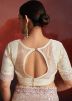 White Thread Embroidered Net Saree