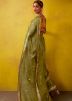 Green Embroidered Saree In Pure Silk