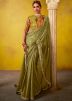 Green Embroidered Saree In Pure Silk