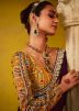 Brown Embroidered Saree In Silk