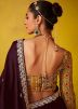 Brown Embroidered Saree In Silk