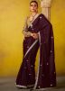 Brown Embroidered Saree In Silk