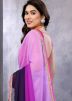 Purple Georgette Saree In Tie- Dye Print
