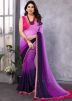 Purple Georgette Saree In Tie- Dye Print