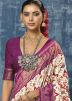 Cream Silk Saree In Printed Work