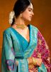 Magenta Digital Print Saree In Silk