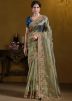Dual Tone Green Saree In Zari Embroidery