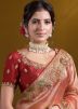 Orange Tissue Silk Embroidered Saree