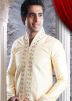 Readymade Cream Art Silk Kurta Pyjama