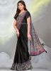 Black Digital Print Saree In Crape