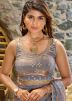 Grey Chiffon Saree In Stone Work