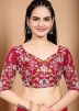 Red Embroidered Border Organza Saree