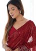 Sequinned Georgette Saree In Red