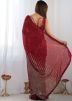 Sequinned Georgette Saree In Red