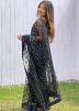 Black Embroidered Saree In Net