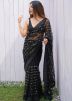 Black Embroidered Saree In Net