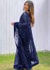 Blue Sequins Work Sare In Net