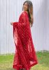 Red Sequin Work Saree In Net