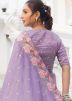 Lavender Purple Silk Embroidered Saree