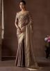 Mauve Pink Silk Saree In Stone Work