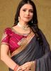Grey Art Silk Embellished Saree