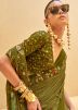 Green Digital Print Saree In Georgette