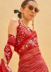 Red Georgette Saree In Digital Print