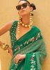 Green Digital Print Saree In Georgette