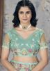 Turquoise Embroidered Net Saree With Blouse