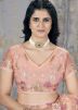 Light Orange Embroidered Net Saree With Blouse