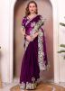 Purple Organza Saree In Dori Embroidery