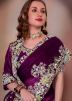 Purple Organza Saree In Dori Embroidery