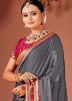 Art Silk Embroidered Grey Saree