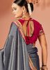 Art Silk Embroidered Grey Saree