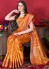 Orange Silk Zari Woven Saree