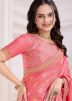 Peach Art Silk Bandhani Print Saree