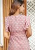 Pink Readymade Block Printed Kurti With Dupatta