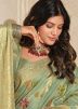 Mint Green Woven Silk Saree With Blouse