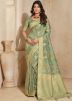 Mint Green Woven Silk Saree With Blouse