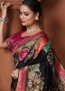 Black Woven Work Saree In Dola Silk