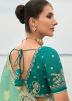 Turquoise Embroidered Silk Saree & Blouse