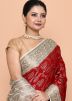 Red Georgette Saree In Woven Work