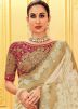 Beige Silk Zari Woven Saree