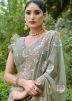 Sage Green Embroidered Net Saree