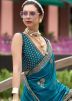 Blue Satin Saree In Zari Woven Work