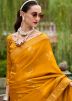 Yellow Satin Saree In Zari Woven Work