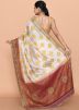 White Zari Woven Saree In Kanjivaram Silk