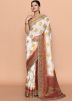 White Zari Woven Saree In Kanjivaram Silk