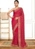 Pink Handwork Saree In Georgette