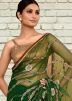 Green Handwork Saree In Net